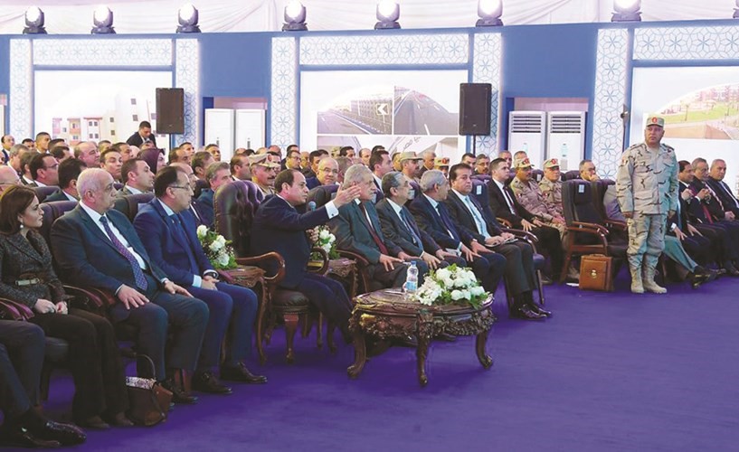 الرئيس عبد الفتاح السيسي متحدثا خلال افتتاح المشاريع الجديدة﻿