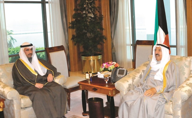 صاحب السمو الأمير الشيخ صباح الأحمد مستقبلا رئيس مجلس الأمة مرزوق الغانم ﻿