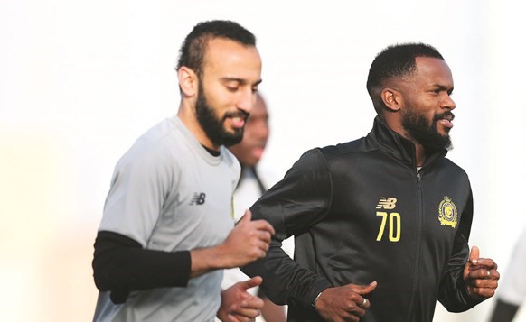 سعد سهيل ومحمد السهلاوي في تدريب النصر الاخير ﻿