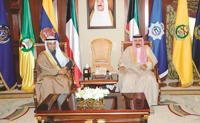 سمو ولي العهد الشيخ نواف الأحمد مستقبلا د.نايف الحجرف﻿