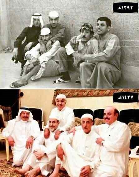 شاهد.. سعوديون يستعيدون ذكرياتهم ويلتقطون صوراً تحاكي صورهم القديمة.. فكيف أصبحت وجوههم بعد مر السنين