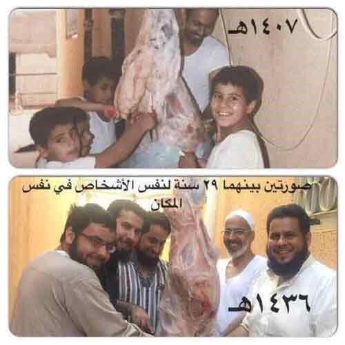 شاهد.. سعوديون يستعيدون ذكرياتهم ويلتقطون صوراً تحاكي صورهم القديمة.. فكيف أصبحت وجوههم بعد مر السنين