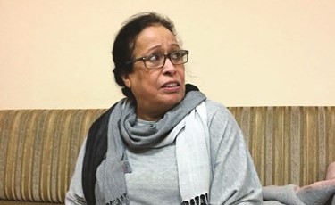 الفنانة القديرة حياة الفهد أثناء تسجيل المسلسل﻿