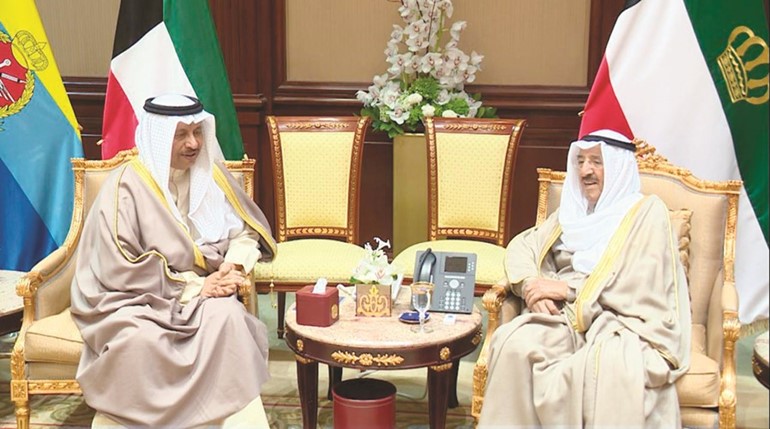 صاحب السمو الأمير الشيخ صباح الأحمد خلال استقباله﻿﻿سمو رئيس الوزراء الشيخ جابر المبارك﻿