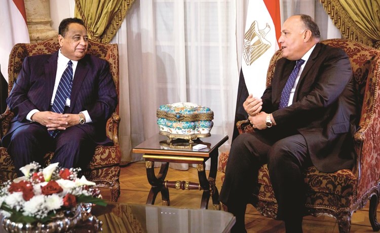 سامح شكري مجتمعا مع د.إبراهيم الغندور قبل انطلاق الاجتماع الرباعي﻿