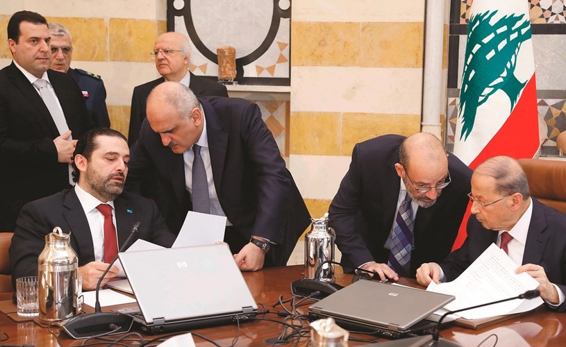 الرئيس العماد ميشال عون مترئسا جلسة مجلس الوزراء في بعبدا	(محمود الطويل)﻿