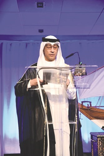 السفير نبيل راشد الدخيل متحدثا خلال الاحتفال﻿
