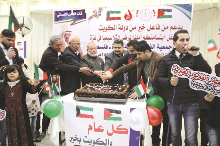 جانب من احتفال الفلسطينيين بقطاع غزة بالاعياد الوطنية للكويت ﻿
