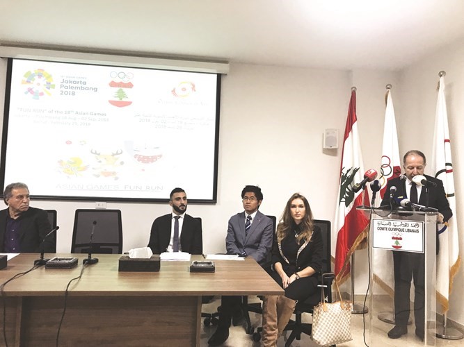 رئيس اللجنة الأولمية اللبنانية متحدثا في حضور وفد المجلس الأولمبي الآسيوي﻿