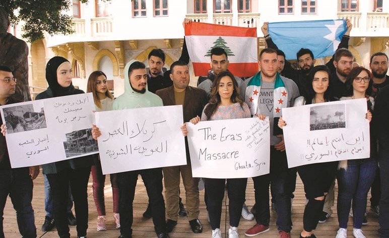 شباب تيارالمستقبل في وقفة تضامنية مع أهالي وأطفال الغوطة الشرقية	(محمود الطويل)﻿