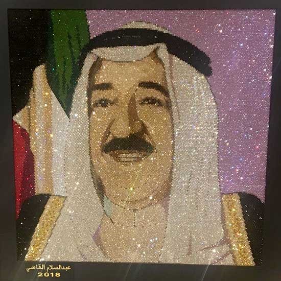 لوحة متميزة لصاحب السمو الأمير الشيخ صباح الأحمد بأنامل الفنان القطري عبد السلام القاضي 