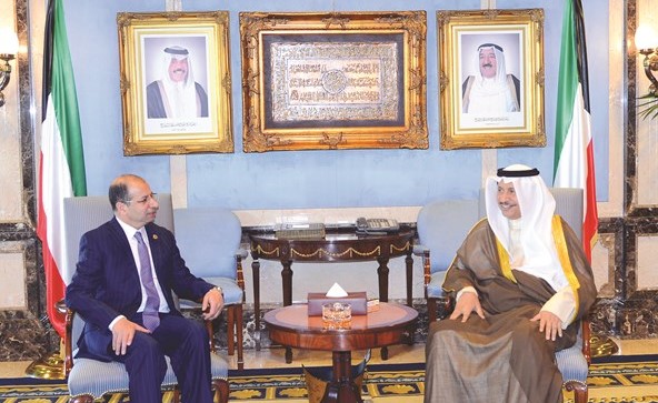 سمو رئيس الوزراء الشيخ جابر المبارك مستقبلا د.سليم الجبوري﻿