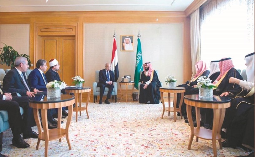  صاحب السمو الملكي الأمير محمد بن سلمان خلال لقائه مع رئيس الوزراء م.شريف اسماعيل﻿