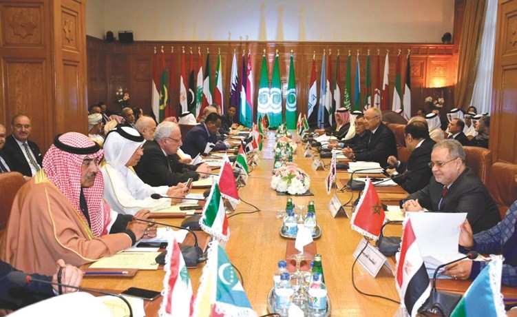 الشيخ صباح الخالد خلال مشاركته في اجتماع لجنة مبادرة السلام العربية	﻿