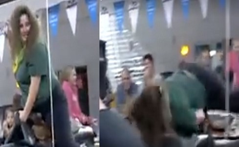 بالفيديو.. سقوط مروع لسيدة في تحدي لركوب الثور
