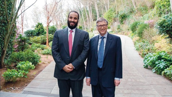 صاحب السمو الملكي الأمير محمد بن سلمان خلال لقائه بيل غيتس         (واس)