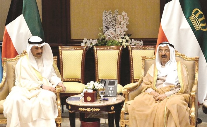 صاحب السمو الأمير الشيخ صباح الأحمد مستقبلا رئيس مجلس الأمة مرزوق الغانم	﻿
