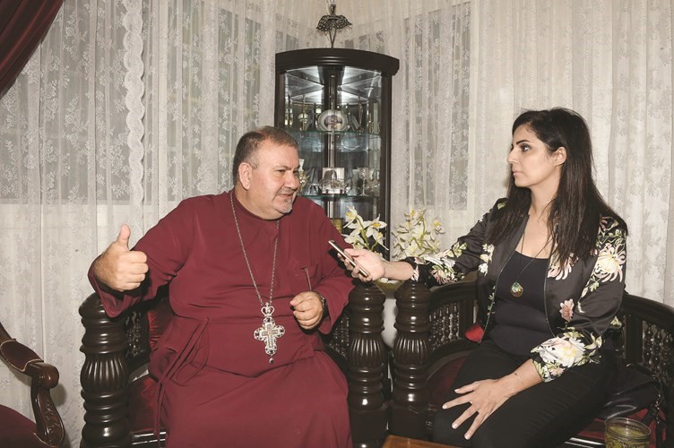 الارشمندريت بطرس غريب متحدثا للزميلة ندى ابو نصر﻿