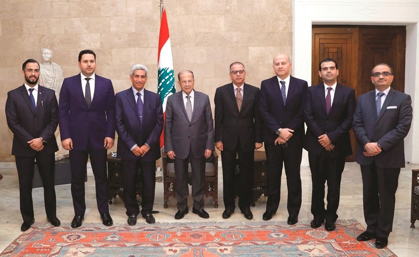 الرئيس اللبناني ميشال عون خلال استقباله م.عادل الخرافي﻿