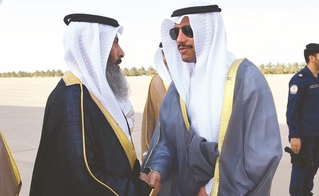 رئيس مجلس الامة مرزوق الغانم وفي استقباله نايف المرداس﻿