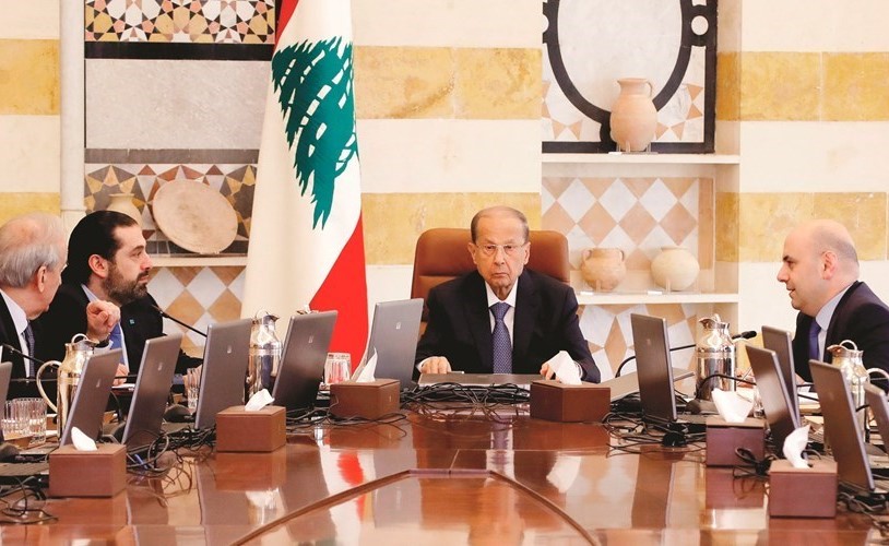 الرئيس العماد ميشال عون مترئسا جلسة مجلس الوزراء في بعبدا -(محمود الطويل)﻿
