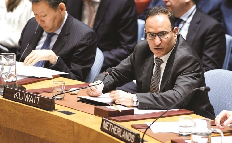 السفير منصور العتيبي يلقي كلمة أمام جلسة مجلس الأمن الدولي حول المخاطر التي تهدد السلم والأمن الدوليين ﻿