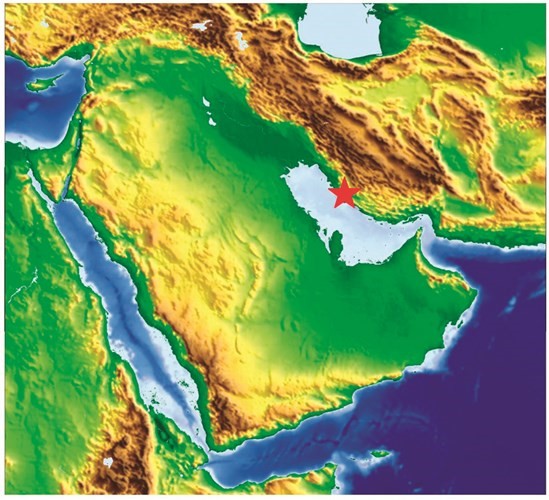 خريطة توضح مركز الزلزال الذي ضرب إيران أمس ﻿