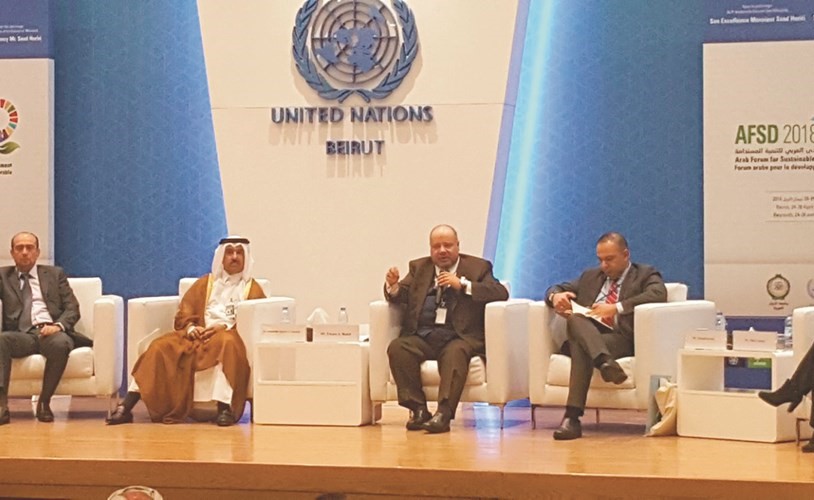 د. خالد مهدي خلال مشاركته في المنتدى	﻿