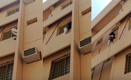 بالفيديو.. شاب سعودي يخاطر بحياته لإنقاذ طفل كان على وشك السقوط من الطابق الثالث بالخُبر
