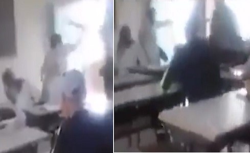 بالفيديو.. مشاجرة عنيفة بين طالب ومعلمته داخل الفصل في المغرب