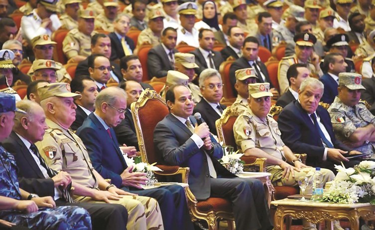 الرئيس عبدالفتاح السيسي خلال مداخلته في الندوة التثقيفية للقوات المسلحة التي عقدت أمس بمناسبة ذكرى تحرير سيناء﻿