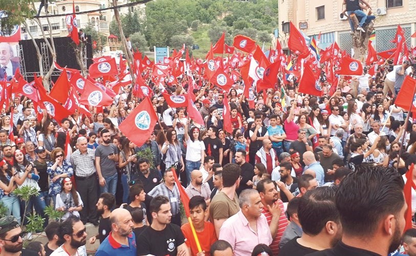 الحزب التقدمي الاشتراكي خلال احتفال إنتخابي مركزي في بعقلين	(محمود الطويل)﻿