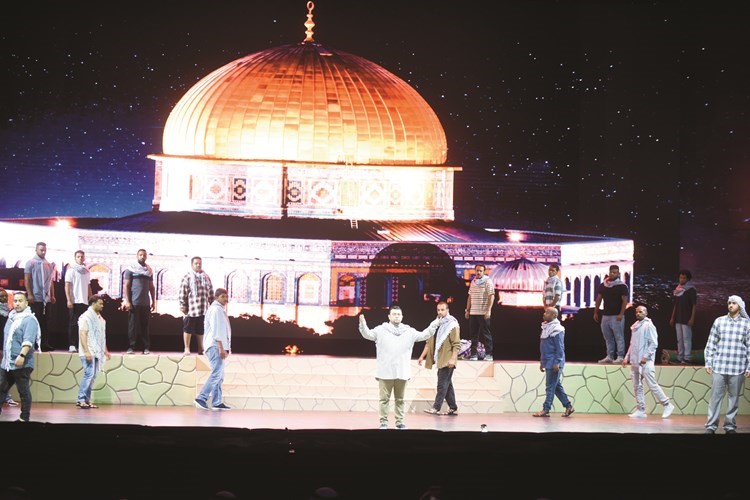 لوحة تبرز دعم الكويت للقضية الفلسطينية﻿