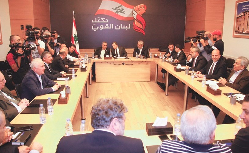 الاجتماع الاول لتكتل لبنان القوي برئاسة الوزير جبران باسيل و حضور الوزير طلال ارسلان والنواب المنتخبين	(محمود الطويل)﻿