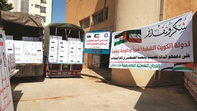 الحصص الغذائية المقدمة من الهلال الاحمر الكويتي للاجئين الفلسطينيين في لبنان ﻿