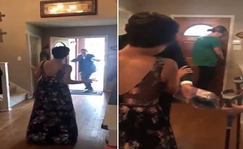 بالفيديو.. رد فعل شاب فاجأته صديقته المصابة بالشلل بالسير