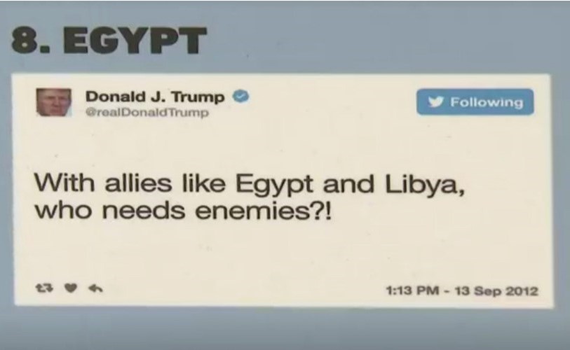 بالفيديو.. افتتاح معرض لتغريدات ترامب: إحداها تهاجم مصر وليبيا