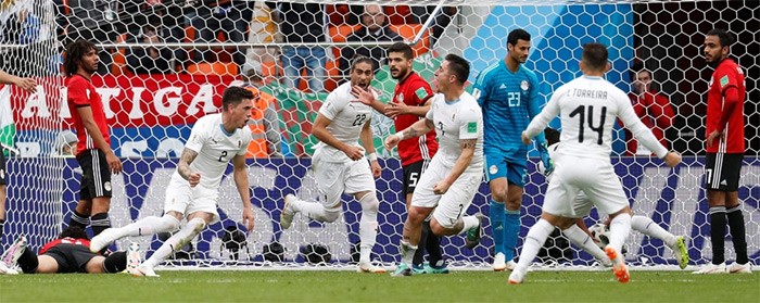 نهاية مباراة مصر وأورغواي بفوز الأخير بهدف دون رد