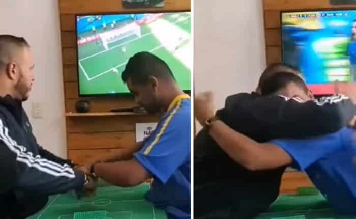 بالفيديو.. برازيلي أصمّ وأعمى يشجع فريق بلاده على طريقته الخاصة