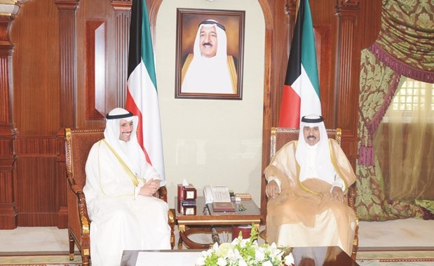 سمو ولي العهد الشيخ نواف الأحمد مستقبلا مرزوق الغانم ﻿