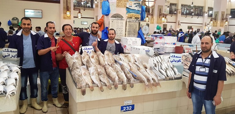 أحمد خواجة وسعيد العراقي وحمادة توكل مع بعض الباعة في سوق السمك﻿