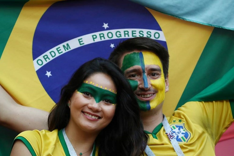 لاعب البرازيل ريناتو أجوستو يسجل هدف في مرمى بلجيكا