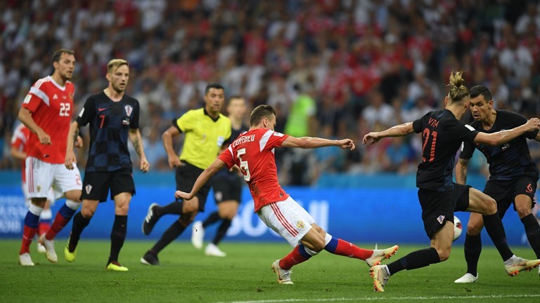 كرواتيا تقصي روسيا بركلات الترجيح 4-3 بعد انتهاء الوقتين الاصلي والاضافي 2-2 ويضرب موعدا مع انجلترا بنصف النهائي