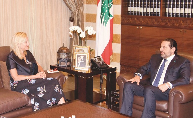 رئيس الحكومة المكلف سعد الحريري مستقبلا وزيرة التجارة الخارجية والتعاون التنموي في هولندا سيغريد كاغ في بيت الوسط	 (محمود الطويل)﻿