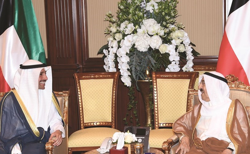 صاحب السمو الأمير الشيخ صباح الأحمد مستقبلا رئيس مجلس الأمة مرزوق الغانم ﻿