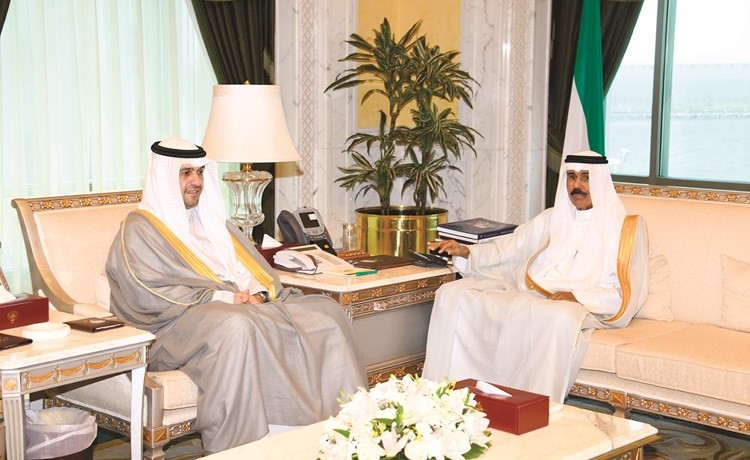 سمو ولي العهد الشيخ نواف الأحمد مستقبلا أنس الصالح﻿