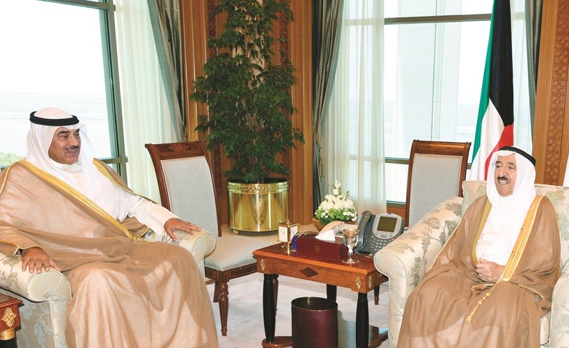 صاحب السمو الأمير الشيخ صباح الأحمد خلال استقبال رئيس مجلس الوزراء بالانابة وزير الخارجية الشيخ صباح الخالد﻿