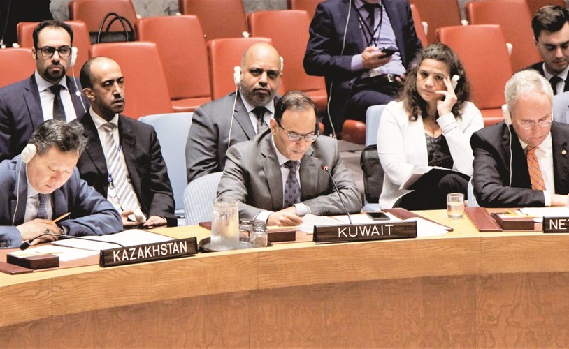 السفير منصور العتيبي يلقي كلمة الكويت أمام جلسة مجلس الأمن حول الوضع الإنساني في سورية﻿