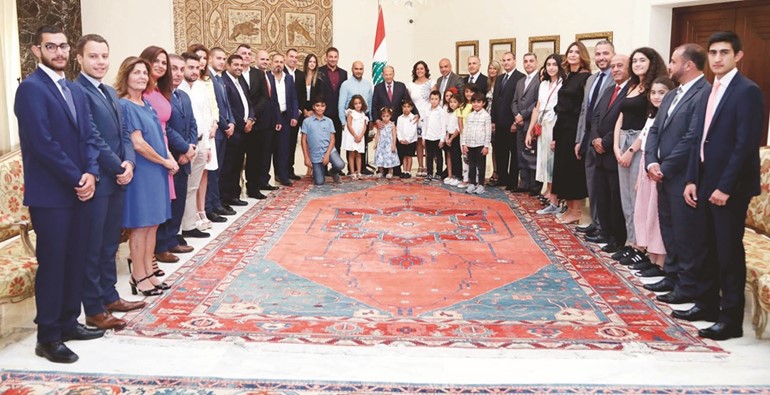 الرئيس ميشال عون خلال استقباله في بعبدا وفدا من اللبنانيين المنتشرين في دول الخليج	(محمود الطويل)﻿
