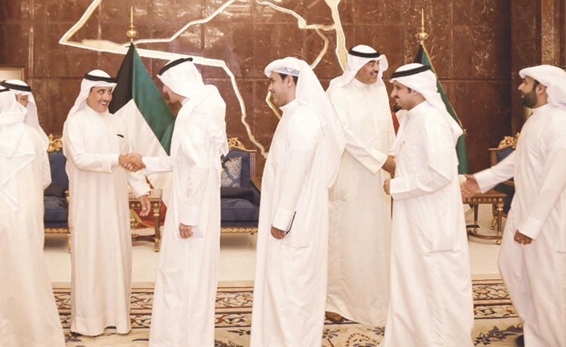 الشيخ صباح الخالد والسفير الشيخ د.أحمد ناصر المحمد باستقبال المهنئين بعيد الأضحى﻿
